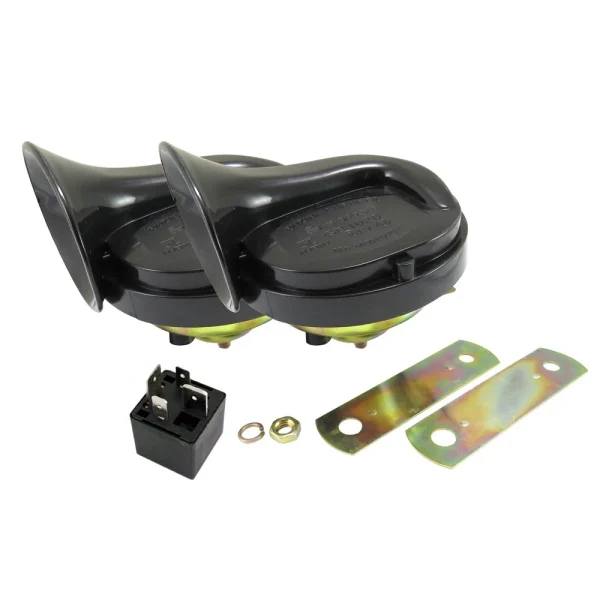 Bocina Universal tipo caracol Negra + Relay 30PM 24V